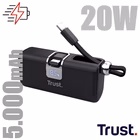 Immagine di Power bank TRUST POWERBANK 5.000MAH - TASCABILE - CAVO USB-C PD 20W 26104TRS