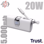 Immagine di Power bank TRUST POWERBANK 5.000MAH - TASCABILE - CAVO USB-C PD 20W 26105TRS