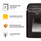 Immagine di Distruggidocumenti a frammenti FELLOWES POWERSHRED 12C livello sicurezza P-4 colore nero