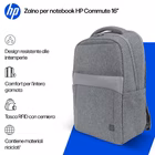 Immagine di Notebook da 16 poliestere grigio HP Zaino resistente all'acqua HP Commute per notebook D5CJ4AA