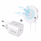 Immagine di Caricabatterie wireless/senza fili bianco magsafe CELLY MAGCHARGEKIT - Kit basetta di ricarica Wirel