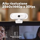 Immagine di Tomar 2k qhd webcam white