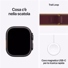 Immagine di Apple Watch Ultra 4 gps+cell in titanio mm 49 nero-cinturino Train Loop Borgogna taglia S/M