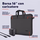 Immagine di Notebook da 15.4 - 16 polietilene riciclato nero TRUST SET BORSA LAPTOP FINO A 16" + ALIMENTATORE US