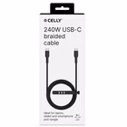 Immagine di Cavo USB-C celly intrecciato 3 m, ricarica ultra rapida fino a 240 w, nero