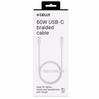 Immagine di Cavo USB-C celly intrecciato 1,5 m, ricarica rapida fino a 60 w, bianco