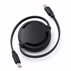 Immagine di Cavo retrattile celly usb-c/usb-c 1,2 m, nero, per ricarica e trasferimento dati