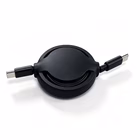 Immagine di Cavo retrattile celly usb-c/usb-c 1,2 m, nero, per ricarica e trasferimento dati