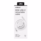 Immagine di Cavo retrattile celly usb-c/usb-c 1,2 m, bianco, per ricarica e trasferimento dati