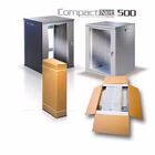 Immagine di Armadio rack a muro 16U 600x520 mm con porta in vetro e montaggio Flat Pack