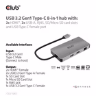 Immagine di Club3d USB c 8-1 hub dual HDMI