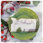 Immagine di Tovagliolo natalizio Airlaid in carta a secco MCR 40x40 Shabby colore verde oliva 50 pezzi