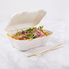 Immagine di Contenitore monouso biocompostabile in polpa di cellulosa USOBIO pasto+coperchio 550 ml