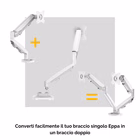 Immagine di Kit conversione Braccio monitor Fellowes doppio, Eppa, Bianco, Fino a 39"
