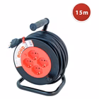 Immagine di Avvolgicavo elettrico spina grande 16A > 4 prese bipasso/Schuko cavo 15 metri colore nero