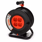 Immagine di Avvolgicavo elettrico spina grande 16A > 4 prese bipasso/Schuko cavo 25 metri colore nero