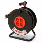 Immagine di Avvolgicavo elettrico spina grande 16A > 4 prese bipasso/Schuko cavo 50 metri colore nero