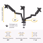 Immagine di Braccio monitor FELLOWES triplo PLATINUM Series colore nero - fino a 27"