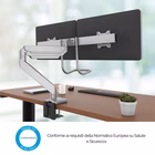 Immagine di Braccio monitor Fellowes doppio con maniglia, Eppa, Argento, Fino a 32"