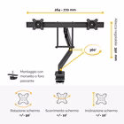 Immagine di Braccio monitor Fellowes doppio con maniglia, Eppa, Nero, Fino a 32"