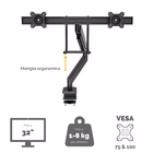 Immagine di Braccio monitor Fellowes doppio con maniglia, Eppa, Nero, Fino a 32"