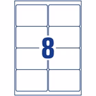 Immagine di Etichette adesive in poliestere bianco extra resistente, 99,1x67,7mm, 8 etichette per foglio, 20 ff