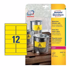 Immagine di Etichette adesive in poliestere giallo extra resistente, 99,1x42,3mm, 12 etichette per foglio, 20 ff