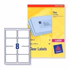 Immagine di Etichette adesive in poliestere trasparente lucido, 99,1x67,7mm, 8 etichette per foglio, 25 fogli