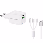 Immagine di Caricabatterie a 2 porte PD (1x USB e 1x USB-C) con cavo CONCEPTRONIC ALTHEA16W 33W colore bianco