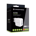 Immagine di Caricabatterie a 3 porte PD (1x USB e 2x USB-C) con cavo CONCEPTRONIC ALTHEA17W 67W colore bianco