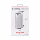 Immagine di Cover alluminio + vetro temperato argento CELLY ATTRACTION - Apple iPhone Xs/ iPhone X ATTRACTION900