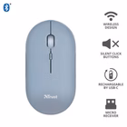 Immagine di Mouse wireless ricaricabile TRUST PUCK blu