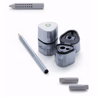 Immagine di Temperamatite con serbaoio a tre fori FABER CASTELL GRIP colore grigio