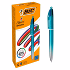 Immagine di Penna multifunzione a sfera a scatto BIC 4 COLOURS SMOOTH fusto verde acqua punta media mm 1