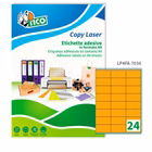 Immagine di Etichette adesive arancione fluo in carta certificata FSC®, 70x36mm, 24 etichette per foglio, 70 ff
