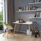 Immagine di Scrivania 20070 cm 120x60 gambe in legno massello finitura rovere piano bianco/rovere chiaro