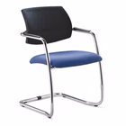 Immagine di Sedia visitatore ELICA SYSTEM su slitta schienale nero sedile blu