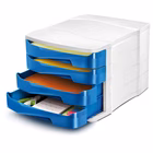 Immagine di Cassettiera da scrivania 4 cassetti bianco e blu