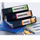 Immagine di Etichette adesive in carta bianca coprente per raccoglitori, 38x192mm, 7 etichette per foglio, 25 ff