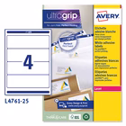 Immagine di Etichette adesive in carta bianca coprente per raccoglitori, 61x192mm, 4 etichette per foglio, 25 ff