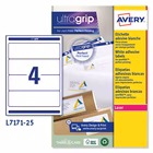 Immagine di Etichette adesive in carta bianca coprente per raccoglitori, 60x200mm, 4 etichette per foglio, 25 ff