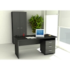 Immagine di Scrivania fianco legno EASYSPACE cm 140x80x72 nero venato