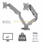 Immagine di Braccio monitor Fellowes doppio, Eppa, Argento, Fino a 39"