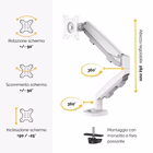 Immagine di Braccio monitor Fellowes singolo, Eppa, Bianco fino a 39"