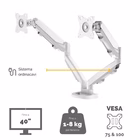 Immagine di Braccio monitor Fellowes doppio, Eppa, Bianco, Fino a 39"