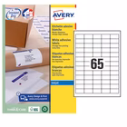 Immagine di Etichette adesive in carta bianca per stampanti inkjet, 38,1x21,2mm, 65 etichette per foglio, 25 ff