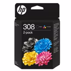 Immagine di Inkjet Multicolor (Colore + Nero) HP Confezione da 2 Cartucce di Inchiostro Nero/Tricro 6L6S6UE