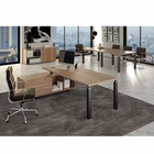 Immagine di Scrivania direzionale con mobile STYLE cm 195x170xH74 strutt.nero op. finitura ciliegio arabis