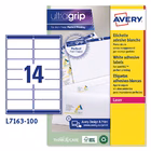 Immagine di Etichette adesive bianche in carta ecologica, 99,1x38,1mm, 14 etichette per foglio, 100 fogli