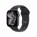Immagine di Apple Watch Series 11 GPS Cassa 42 mm in alluminio Jet Black cinturino Sport nero - S/M